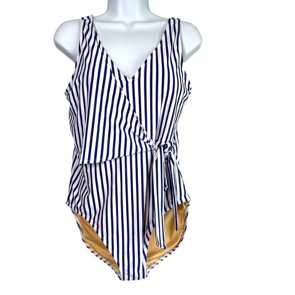 Cabana Life x Talbots Tie Front One Piece Bathing Suit Womens Large NWT - Picture 1 of 6